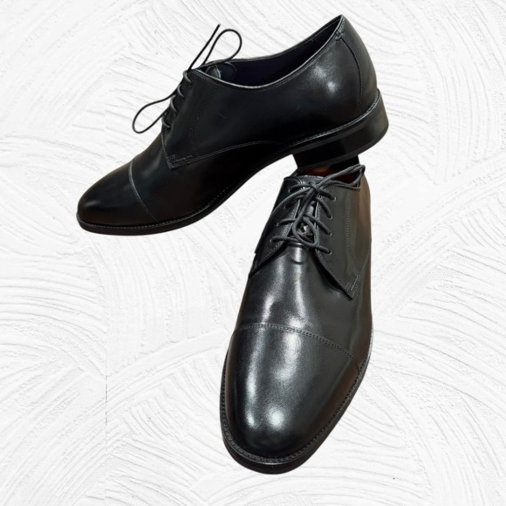Cole Haan Lenox Hill Cap Toe Oxford C11630 Classic Black Leather Men 12M NEW